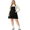 Agnes Orinda Women's Plus Size Faux Suede Overall A-Line Flared Skater Mini Skirt - 3 of 4