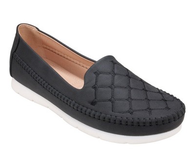 GC Shoes Soria Black 8.5 Quilted Slip On Flats