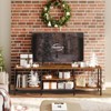 Itopfox TV Stand with Power Outlets for 75 Inch TVs, Industrial Media Console with Open Storage Shelves, Rustic Brown and Black Entertainment Center - 2 of 4