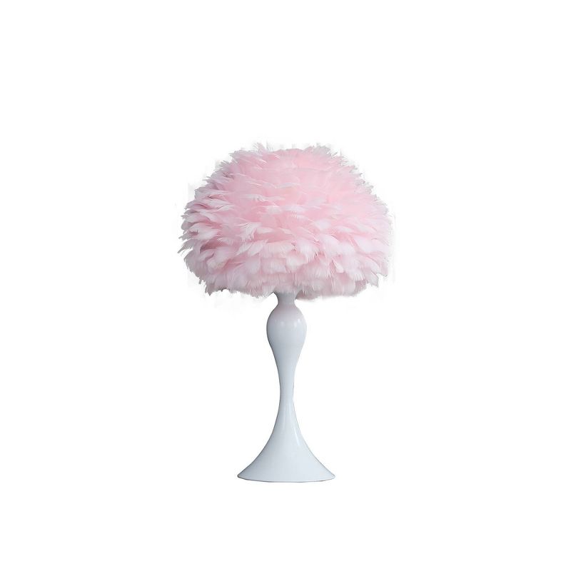 18.25&#34; Soft Pink Feather Aquina Crisp Contour Glam Table Lamp White - Ore International, 2 of 5