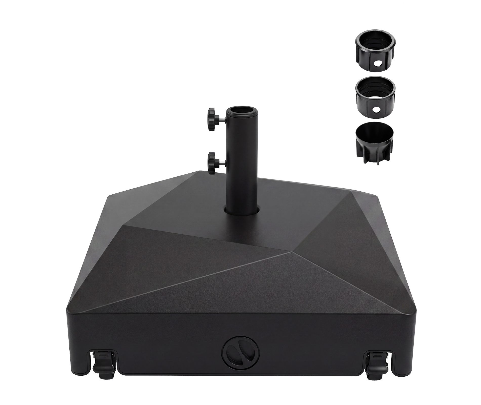 Costway Mobile Fillable Umbrella Base with4 Wheels, 2 Knobs & Couplers for 1.5”-1.9” Poles