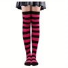 Striped Patterned Over the Knee High Socks from the Sock Panda (Women's Sizes Adult Medium) - Red and Black - 2 of 3
