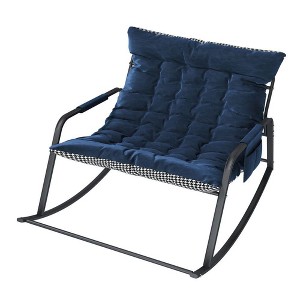Resenkos Rocking Chair with Storage, Cushions and Armrests, Breathable Ergonomic Lounge Chair for Bedroom, Living Room, Blue - 1 of 4