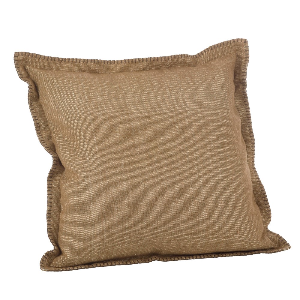 Photos - Pillow 20"x20" Whip Stitched Flange Design Throw  Natural - Saro Lifestyle