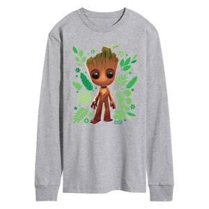Men's - Marvel - Guardians of the Galaxy Baby Groot Leaf Long Sleeve Graphic T-Shirt - 1 of 4
