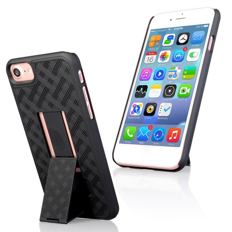 Nakedcellphone Case with Stand and Belt Clip Holster for iPhone SE (2020, 2022) - Black, 5 of 9