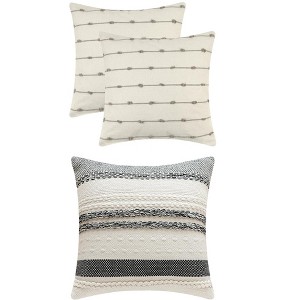REGALWOVEN 3 Pcs Striped Modern Decorative Throw Pillow Covers Square 18" x 18" - 1 of 4