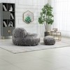 42.52" Bean Bag Chair With Ottoman, Ultra Soft Lazy Sofa Chair With Memory Foam, Indoor Modern Accent Beanbag Chairs - 2 of 4
