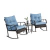 3 Pieces Patio Seating Set,Patio Rocking Rattan Chair Set Of 2 With Coffee Table,Patio Chairs Outdoor With Cushion -Maison Boucle - 2 of 4