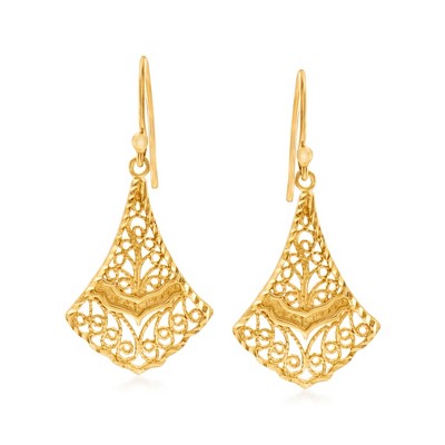 Ross-Simons 18kt Gold Over Sterling Silver Filigree Drop Earrings