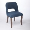 Gulches Blue Fabric Dining Chairs Set of 2 - Hollow-Out Back with Copper Nails, S-Spring + High-Density Foam, Curved Solid Wood Legs - 3 of 4