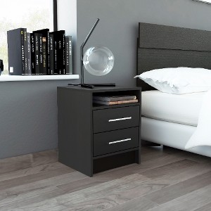 Lyngins Modern 2-Drawer Nightstand, Small Side Table with Metal Handles, End Table for Living Room, Side Table for Bedroom, Compact Storage Side Table - 1 of 4