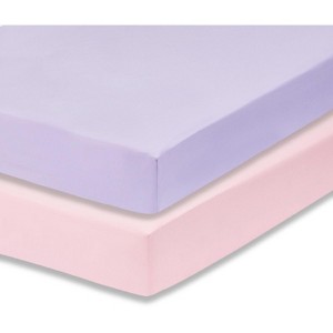 Everyday Kids 2-Pack Fitted Crib Sheets, 100% Soft Microfiber, Fits Standard 28"x52" Mattress, Lavender & Pink Nursery Sheets - 1 of 4