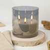 LumiPur XL 6"x6" Premium Design Series Glass Natural Glow 3-Wick Flameless LED Candle Silver - 2 of 4