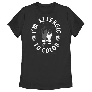Women's Wednesday I'm Allergic to Color Skulls T-Shirt - 1 of 4