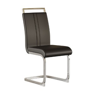NicBex Set of 2 Dining Chair Upholstered Faux Leather Kitchen Side Chair with C-Shaped Tube Plating Metal Legs for Dining Room - 1 of 4