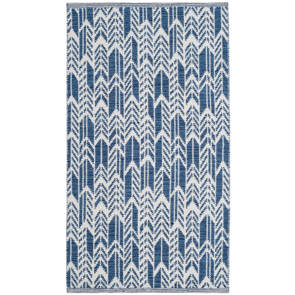  Woven Geometric Runner Rug Navy/Ivory