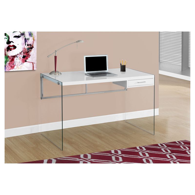 Tempered Glass Computer Desk - Glossy White - EveryRoom, 3 of 7