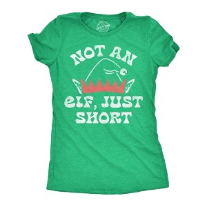 Womens Funny T Shirts Not An Elf Just Short Sarcastic Christmas Graphic Novelty Tee For Ladies - Crazy Dog Women's T Shirt Gift For Christmas - 1 of 4
