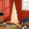 HOMCOM 5' Tall Pre-Lit Slim Noble Fir Frosted Artificial Pencil Christmas Tree with Realistic Branches, 160 Warm White LED Lights and 294 Tips, Pink - 2 of 4