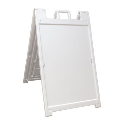 Plasticade 140NSBKBOXED Signicade Deluxe A-Frame Sidewalk Curb Sign Portable Folding Double-Sided Display with Quick-Change System, White
