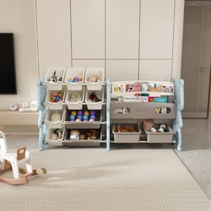 Toy Storage Organizer with 12 Bins and Book Rack for Kids Bedroom or Playroom-3irtyhousy - 1 of 4