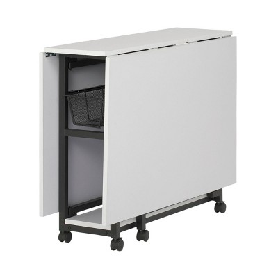 Charcoal & White Mobile Sewing Craft Table with Wire Storage