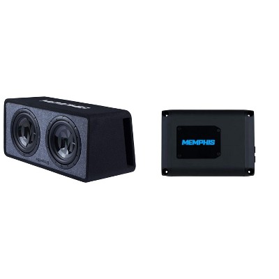 Memphis Audio PRXE12D1 Dual 12” Power Reference Series Loaded Enclosure 1-Ohm with PRX800.1V2 800 Watts Monoblock Subwoofer Amplifier