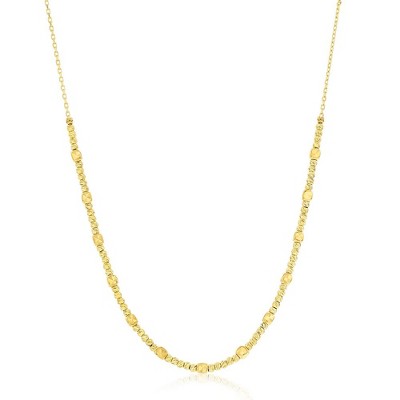 Classic Gold 14K Yellow Gold, D-C Beaded Necklace - Gold - 16+2 Inch