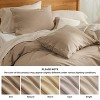 3 Pieces Linen Soft & Cozy Duvet Cover Linen Cotton Blend Bedding Set Tropical Plants Beige Color Cooling Bedding - 4 of 4