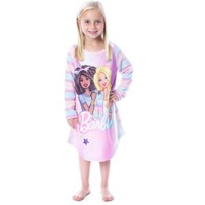 Mattel Barbie Girls' Raglan Kids Nightgown Pajama With Best Friend Unicorn Multicolor - 1 of 3