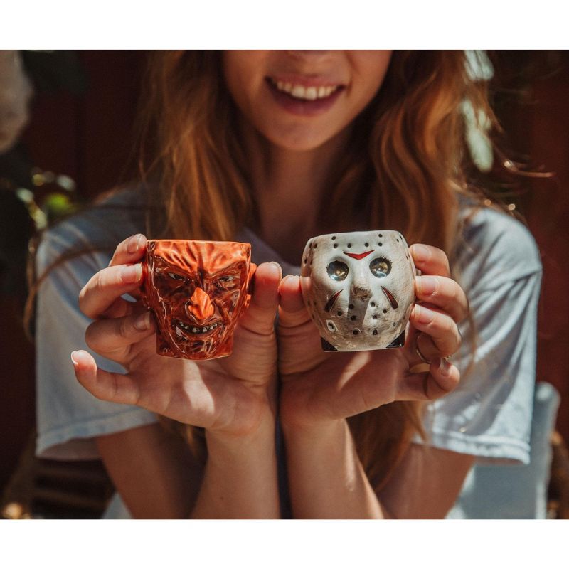 Silver Buffalo Freddy vs. Jason Faces 5-Ounce Sculpted Ceramic Mini Mugs | Set of 2, 2 of 8