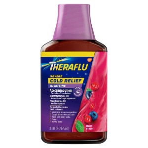 Theraflu Severe Cold Relief Nighttime Liquid Berry 8.3 Oz - 1 of 4