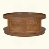 KIGFTSOD Wooden Mid-Century Modern Coffee Table, Round Cane Coffee Table with PE Rattan Side for Living Room - 3 of 4