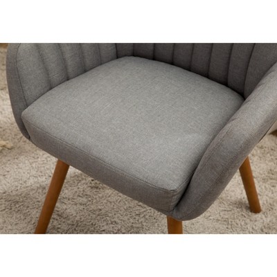 Gray Barrel Accent Chair with Wood Legs