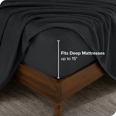 Full Black Microplush Polyester Deep Pocket Sheet Set