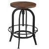 HomeRoots Brown and Black Solid Wood and Metal Backless Adjustable Height Swivel Bar Chair - 4 of 4
