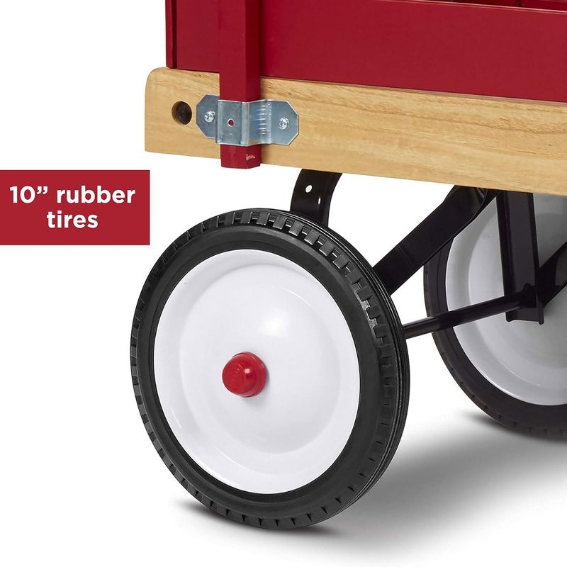 Radio Flyer Town and Country Wooden Kids Wagon with Removable Side Panels and Foldable Long Handle, For Kids Ages 1.5 Years and Up, Red, 5 of 8
