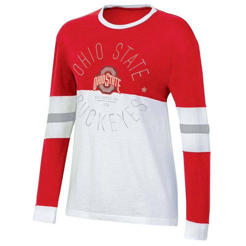 NCAA Ohio State Buckeyes Women&#39;s Long Sleeve Color Block T-Shirt, 1 of 4