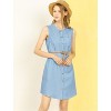 INSPIRE CHIC Women's Button Up Sleeveless Crew Neck Shirtdress - 3 of 4