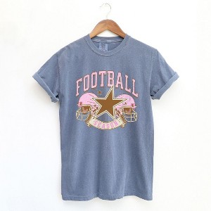 Simply Sage Market Women's Football Season Pink Helmet Short Sleeve Garment Dyed Tee - 1 of 4