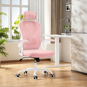 SEVOBAL Task and Office Chairs, Office Chair with Footrest, Office Desk Chair with Headrest, High Back Chair, Pink, 24.8"*24.8"*49.2" - 1 of 4