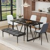 6-Piece Dining Set with 4 PU Armless Chairs and 1 Bench - 2 of 4
