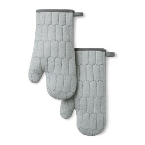 MARTHA STEWART Honeycomb Quilted Chambray Oven Mitt 2-Pack Set - 1 of 4