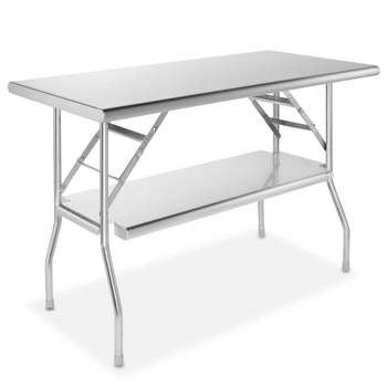 GRIDMANN 48 x 24 Inch Stainless Steel Folding Tables, NSF Certified Kitchen Prep Table