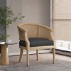 French Country Accent Chair with Rattan Back,Upholstered Seat and Solid Wood Frame for Living Room-Baofuwish - 2 of 4