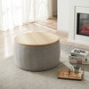 CAVINAS Round Storage Ottoman Bench, 2 in 1 Function, Work as End Table and Ottoman, Pleated Fabric Ottoman with Storage - 2 of 4