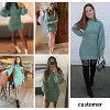 EXLURA Women's Mock Neck Ribbed Long Sleeve Bodycon Pullover Cute Mini Sweater Dress - 3 of 4