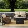 Crosley 3pc Bradenton Steel Outdoor Patio Fire Pit Furniture Set Tan/Brown - 3 of 4