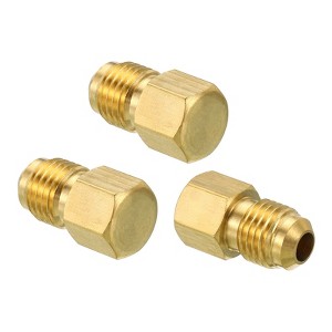 Unique Bargains Air Conditioner HVAC 45 Degree Hex Pipe Fitting Brass Seal Plugs - 1 of 4
